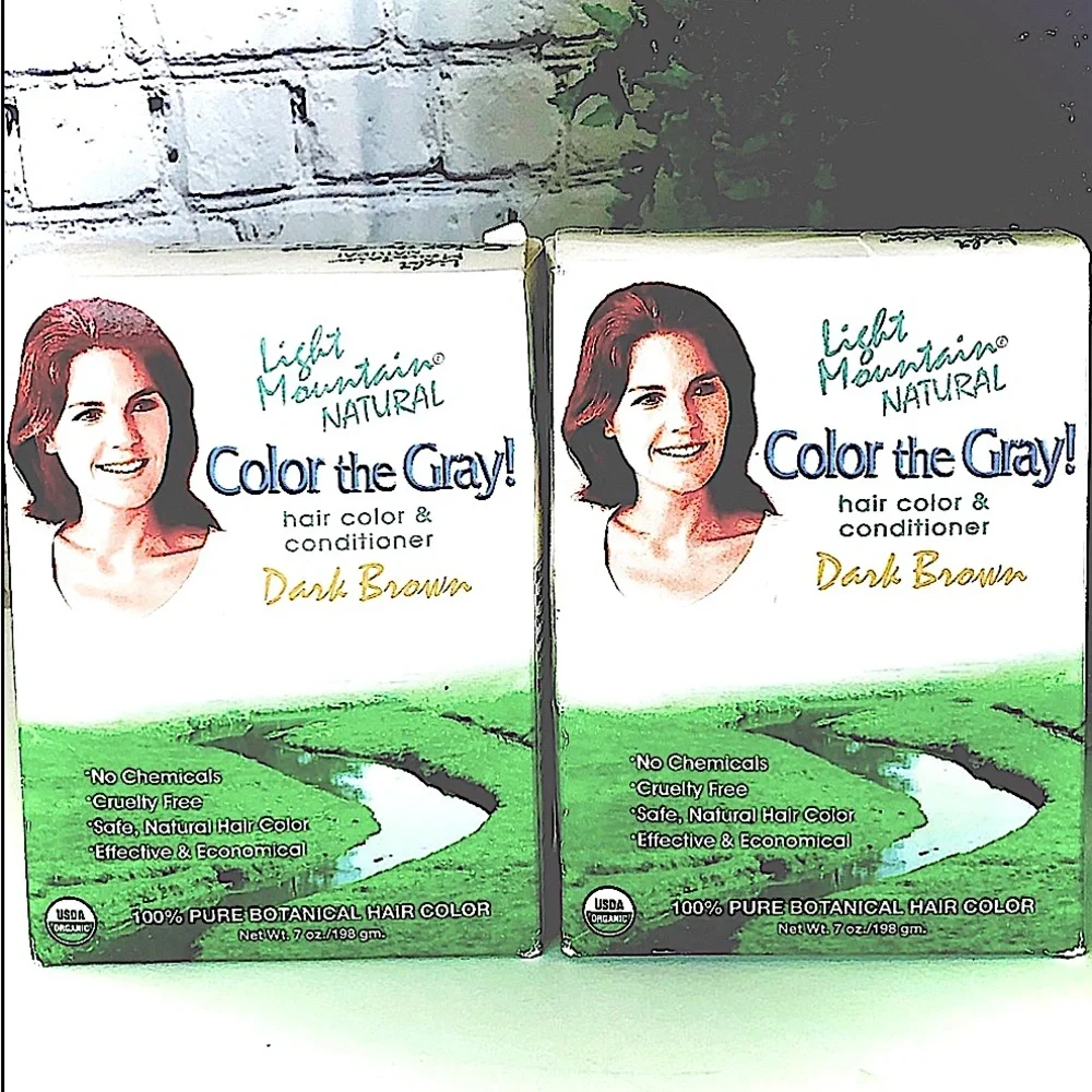 2 ORGANIC Henna Hair Color & Condition Dark Brown Powder SET NEW Color The Grey